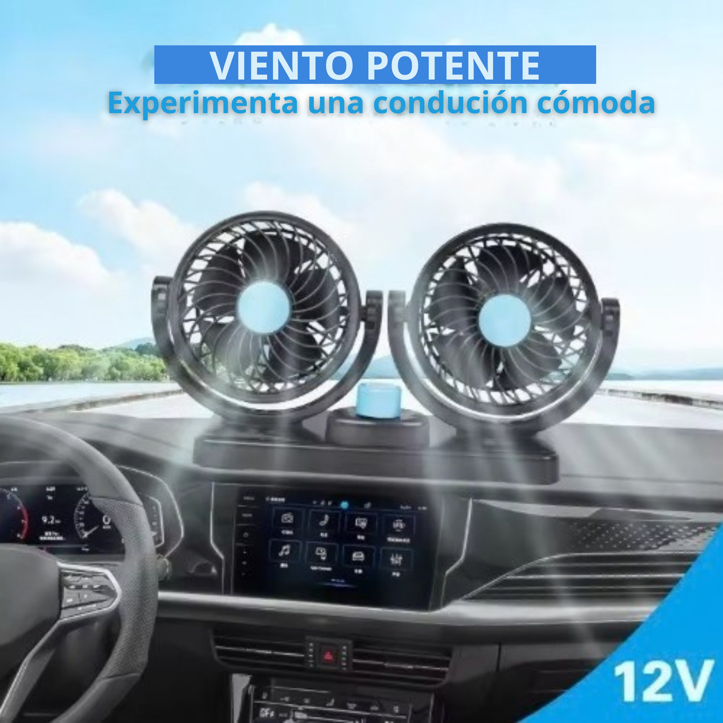 COMBO VENTILADOR DOBLE + TAPASOL PARA CARRO
