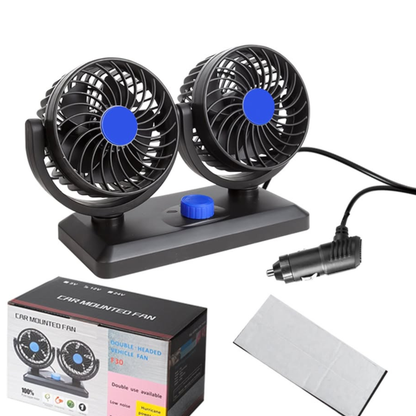 COMBO VENTILADOR DOBLE + TAPASOL PARA CARRO